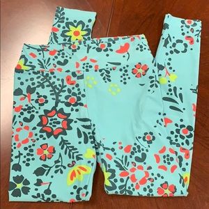 LuLaRoe leggings teal mint coral one size fits all